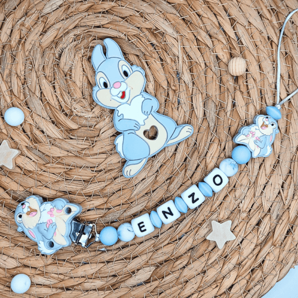 chupetero silicona tambor disney gris personalizado