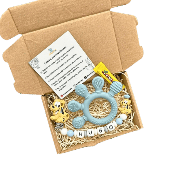 caja-regalo-mordedor-chupetero-pluto-texturas-hugo