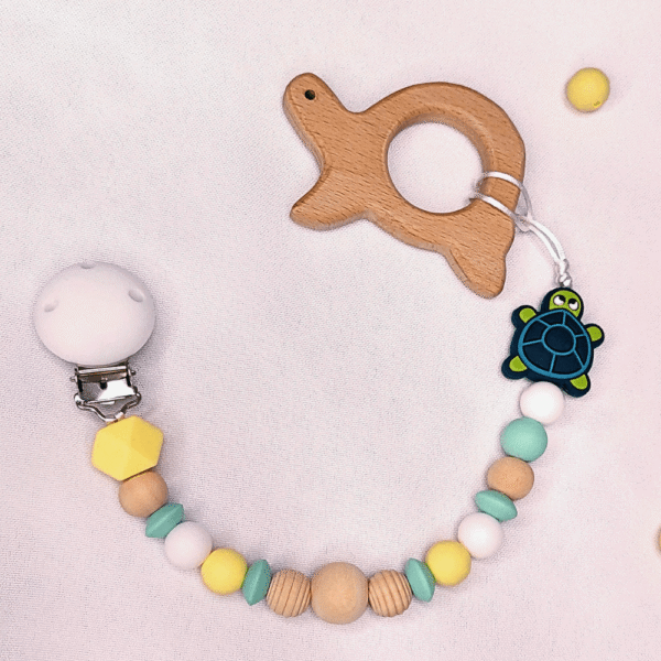 chupetero-mordedor-tortuga-madera-silicona-colores-pastel-bebe